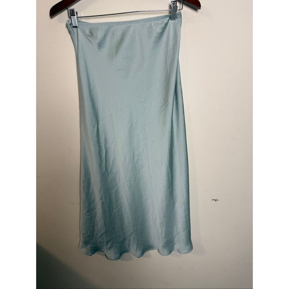 Mimu Maxi Slip Midi Skirt Mint Green Satin Dressy Small